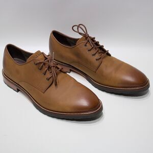 Cole Haan Berkshire Lug Oxford Brown Leather Water Resist Men 12M Worn Once!